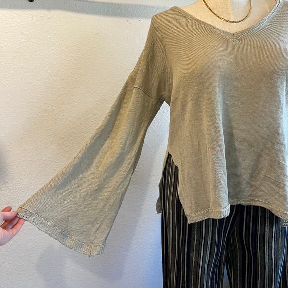 State of Claude Montana Knit Linen VNeck Bell Sleeve Slouchy Sweater Size Large - Picture 3 of 11